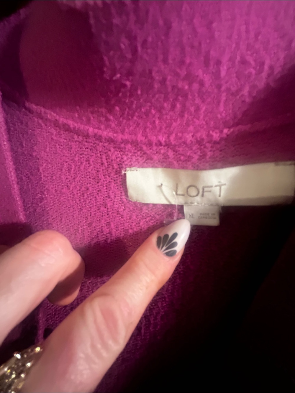 LOFT Fuchsia Open-Front Button Cardigan - Picture 3 of 3
